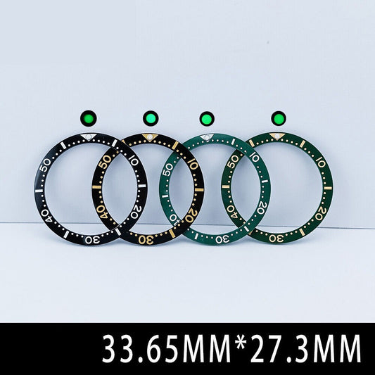 SUB 33.65x27.3mm flat ceramic watch bezel insert for women's watch customization.