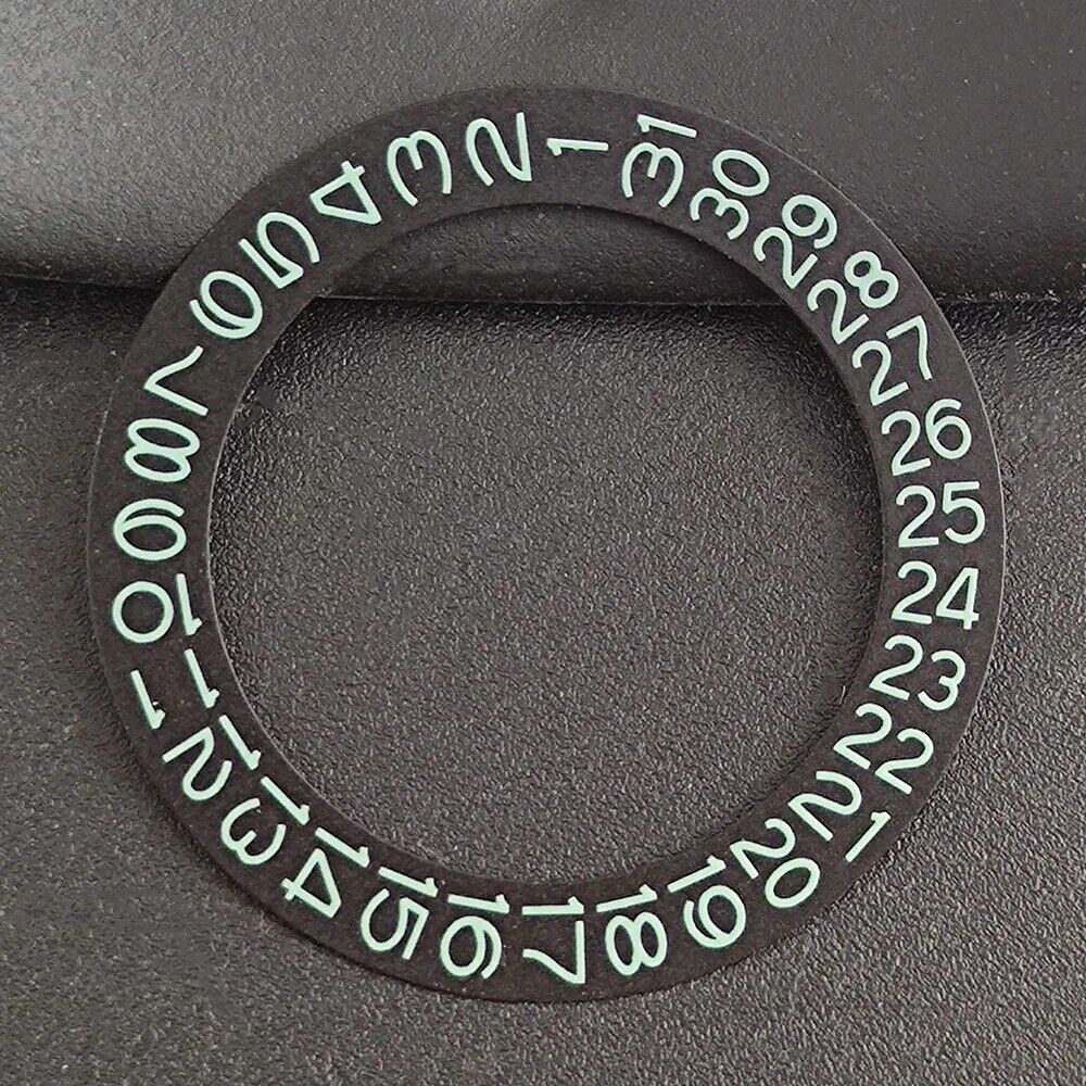 Black background date disk overlay with green numbers for NH35 NH36 watch movements.