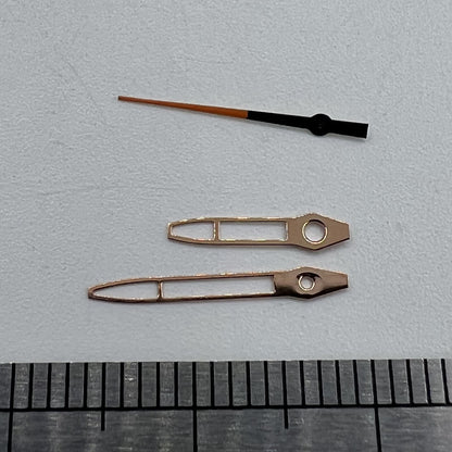 Rose gold 13mm hollow watch hands with trim for Miyota 2315 & 2035, luxury accessory.