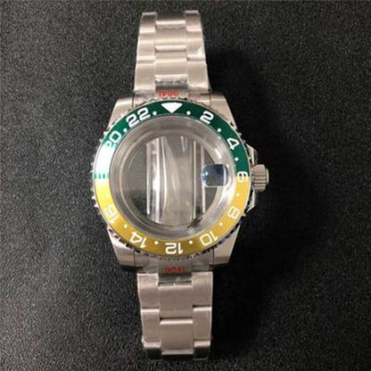 Transparent 40MM sapphire glass watch case with strap for NH35/NH36, available in 22 vibrant colors.