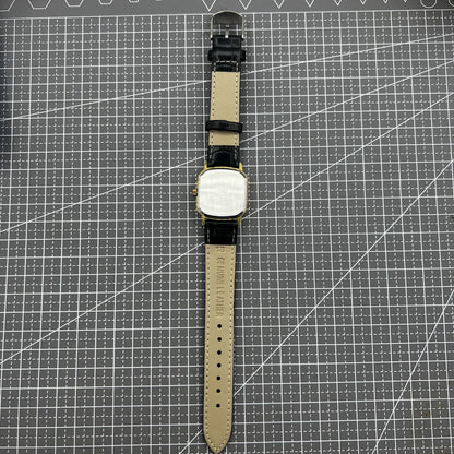 28mm Tianjin Seagull watch with octagonal gold case, golden dial, manual mechanical movement, elegant design.