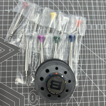 Bergeon 30081-S09 Swiss Made ergonomic screwdriver set with 9 precision tools for watch repair.