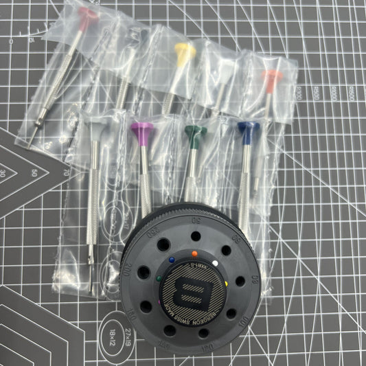 Bergeon 30081-S09 Swiss Made ergonomic screwdriver set with 9 precision tools for watch repair.
