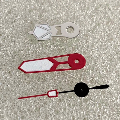 Aiguilles de montre 12,5 mm argentées et luminescentes rouges et vertes, adaptées aux mouvements NH35/NH36/4R/7S