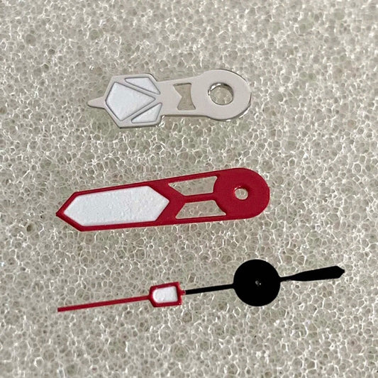 12,5 mm Silber + Rot Grün Lume Uhrzeiger-Set passend für NH35/NH36/4R/7S Uhrwerk