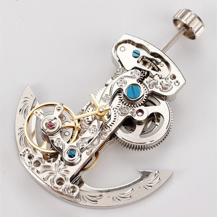 Asian LG0801BS silver long pendulum watch accessory highlighting intricate mechanical automatic movement design.