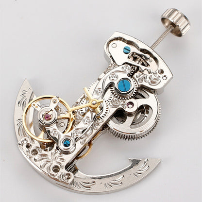 Asian LG0801BS silver long pendulum watch accessory highlighting intricate mechanical automatic movement design.