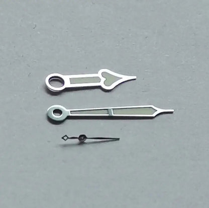 35mm black pilot watch dial with green luminous hands for ETA6498 movement.