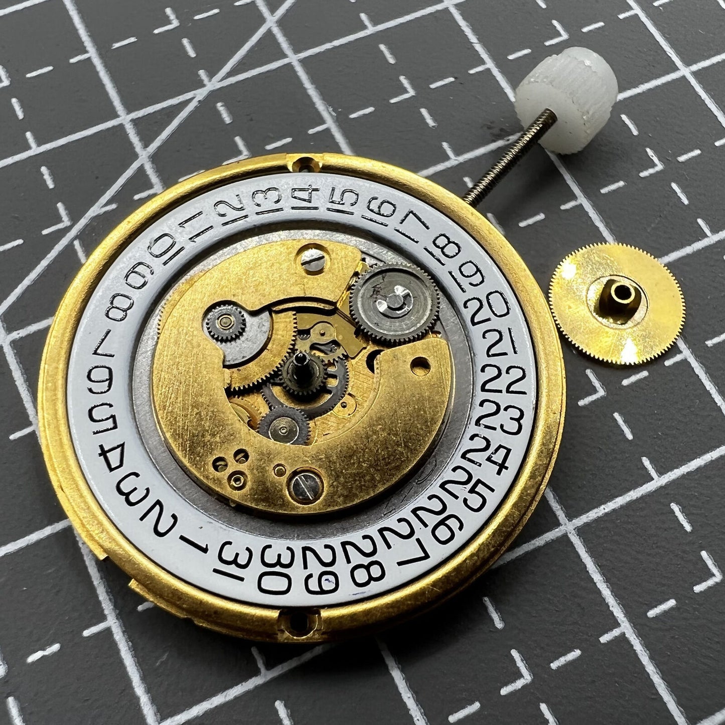 ETA255.461 Swiss Made quartz watch movement with 3 hands, date at 4 o'clock, perfect for accurate watch repairs.