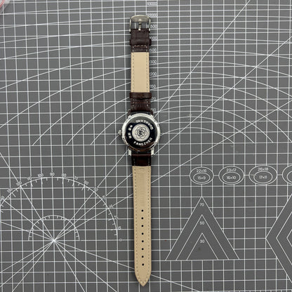 China Baihua 37mm manual mechanical watch with silver dial, 19 jewels, shock-resistant, classic style.