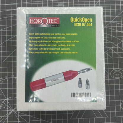 Swiss Horotec MSA07.004 automatic watch case opener tool for precise opening of watch backs.