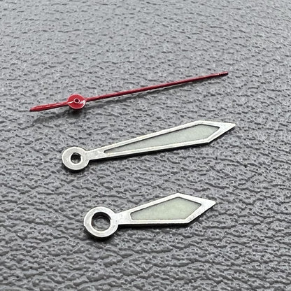 2 Sets Pack Rote Sekundärzeiger Silber Einfassung Grüne Leuchtmasse Miyota 1M12