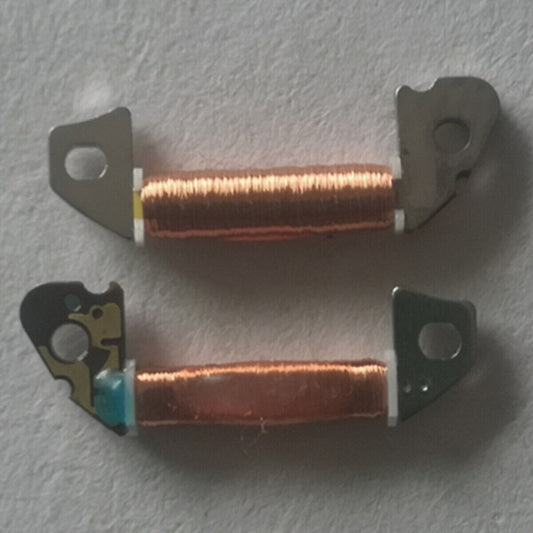 Set of 2 Hattori Epson circuit board coils for VD53C and VD57B quartz watch movements, precise replacement parts.