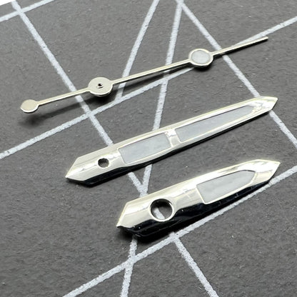 Green luminous watch hands set for Miyota 2035 movement, enhancing night visibility and precision.