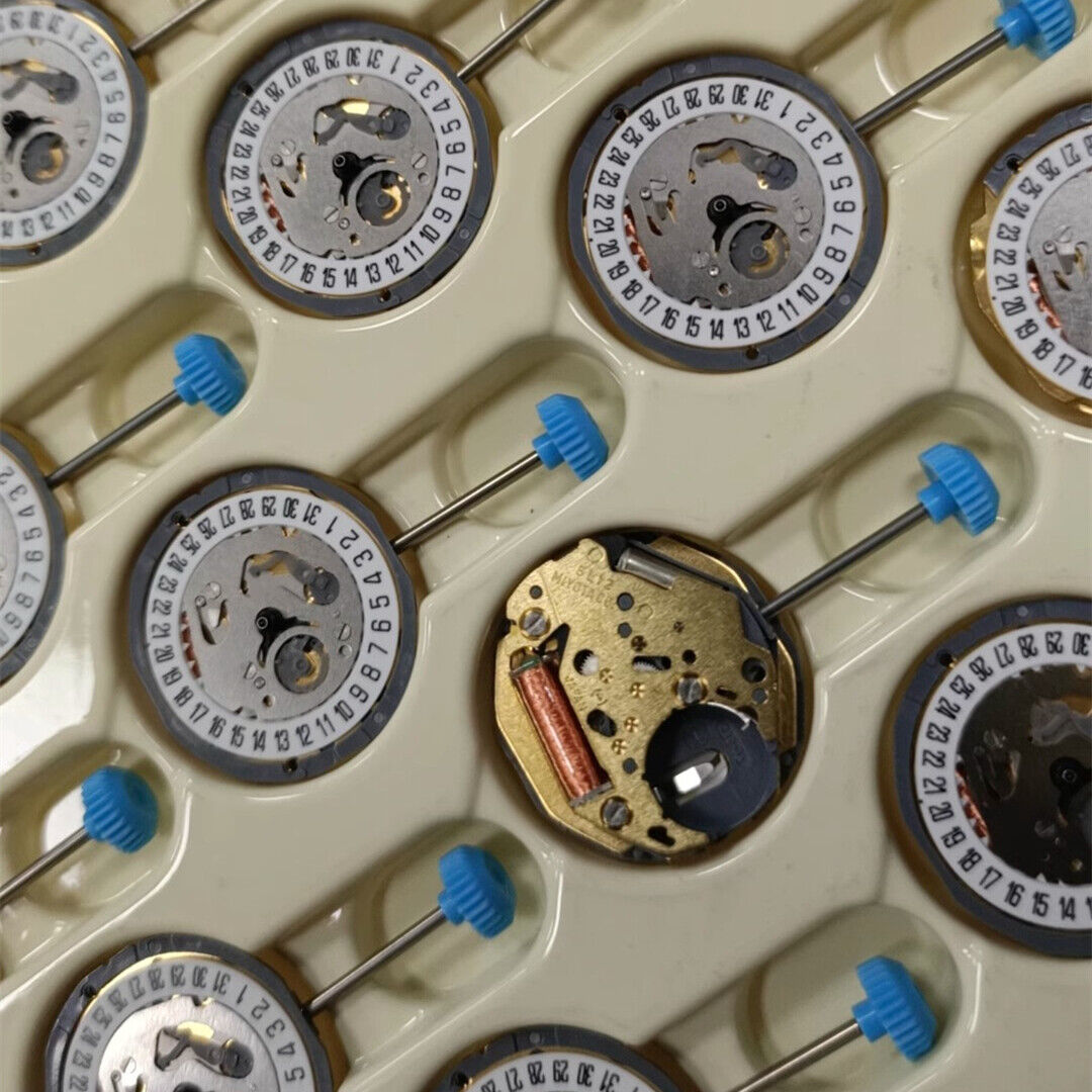 1. Set of 3 Miyota 6L12 quartz watch movements with date at 3, precision Japan-made components.  