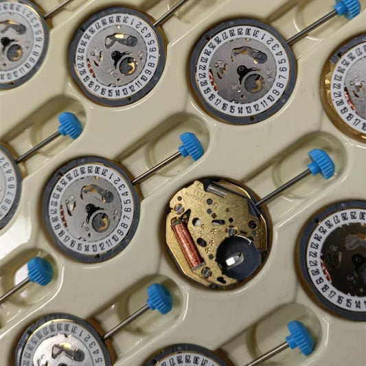 1. Set of 3 Miyota 6L12 quartz watch movements with date at 3, precision Japan-made components.  