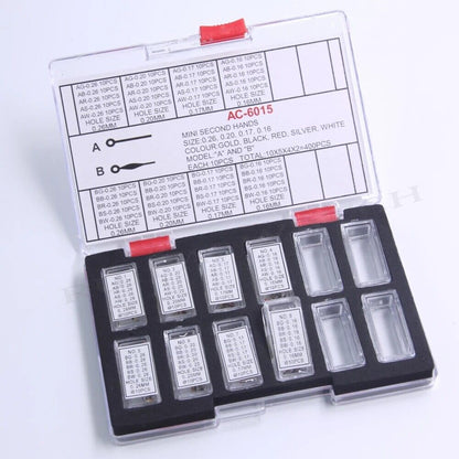 Multi-color mini second hands AC-6015, ideal for precise watch repairs and custom designs.