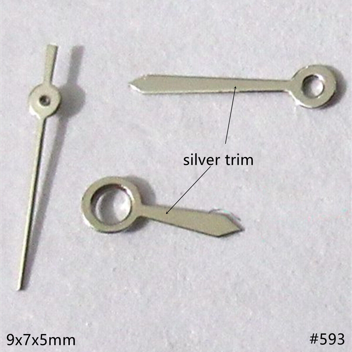 Silver painted 9mm watch hands set for Miyota 2035, 2115, 2105, 2305 movements, precise fit and style