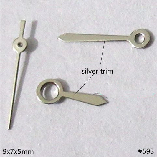 Silver painted 9mm watch hands set for Miyota 2035, 2115, 2105, 2305 movements, precise fit and style
