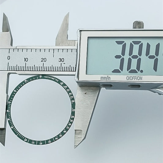 Green 38.5mm aluminum bezel with white font for Omega Speedmaster watch accessory.