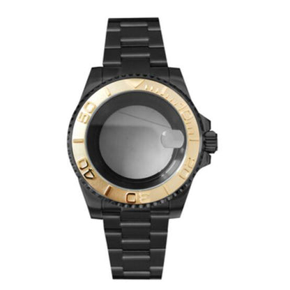 PVD Black SUB Watch Case+Strap 40mm Sapphire Glass 5ATM Waterproof for NH35/NH36