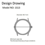 Miyota 1S13 Japan Quartz Movement Date at 6