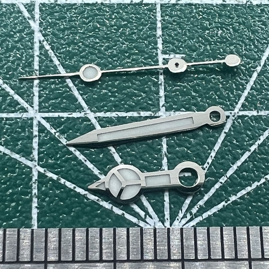 Green lume silver trim 12.5mm watch hands compatible with Miyota NH35/NH36/NH38, precise fit.