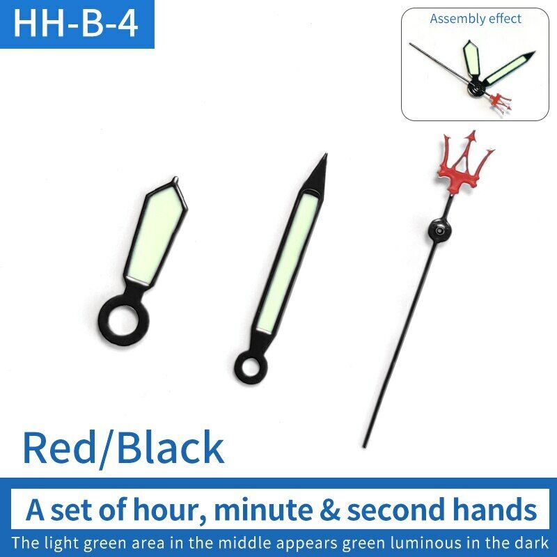 Luminous green watch hands for NH35/NH36 movement, perfect for precise watch repairs.