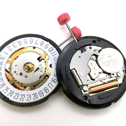Ronda 715 quartz watch movement with date display at 6, ideal for watch repair and accessory.