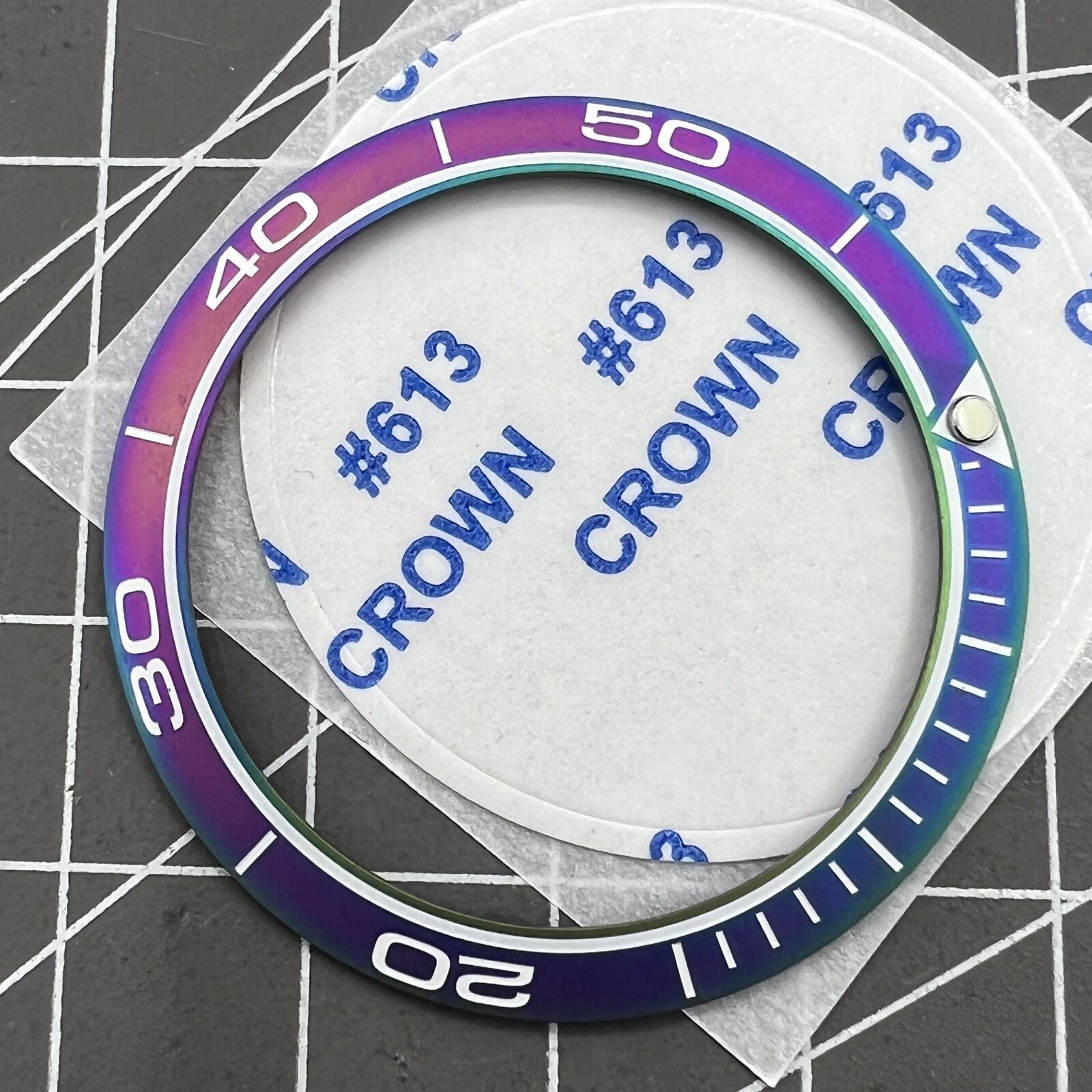 Matte Rainbow Blue Golden Aluminium 38mm/30.5mm watch bezel insert for sleek accessory enhancement.