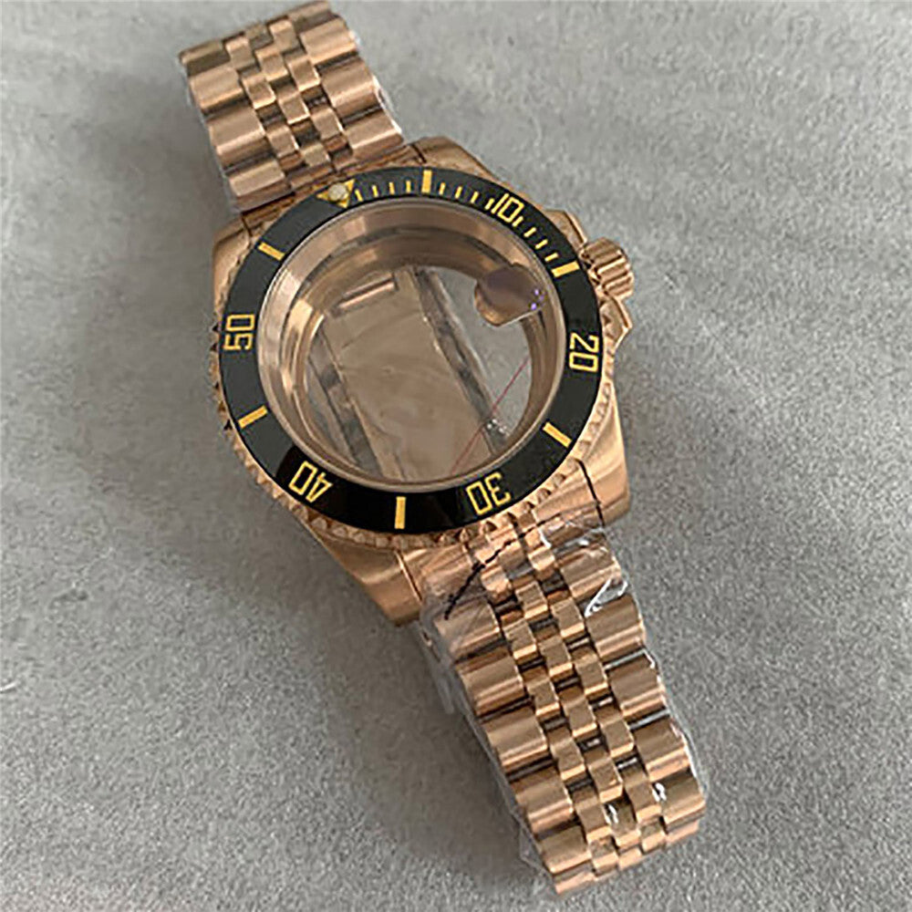 40 mm goldenes Uhrengehäuse-Armband für NH35/36-Uhrwerk, modifiziertes Saphirglas 