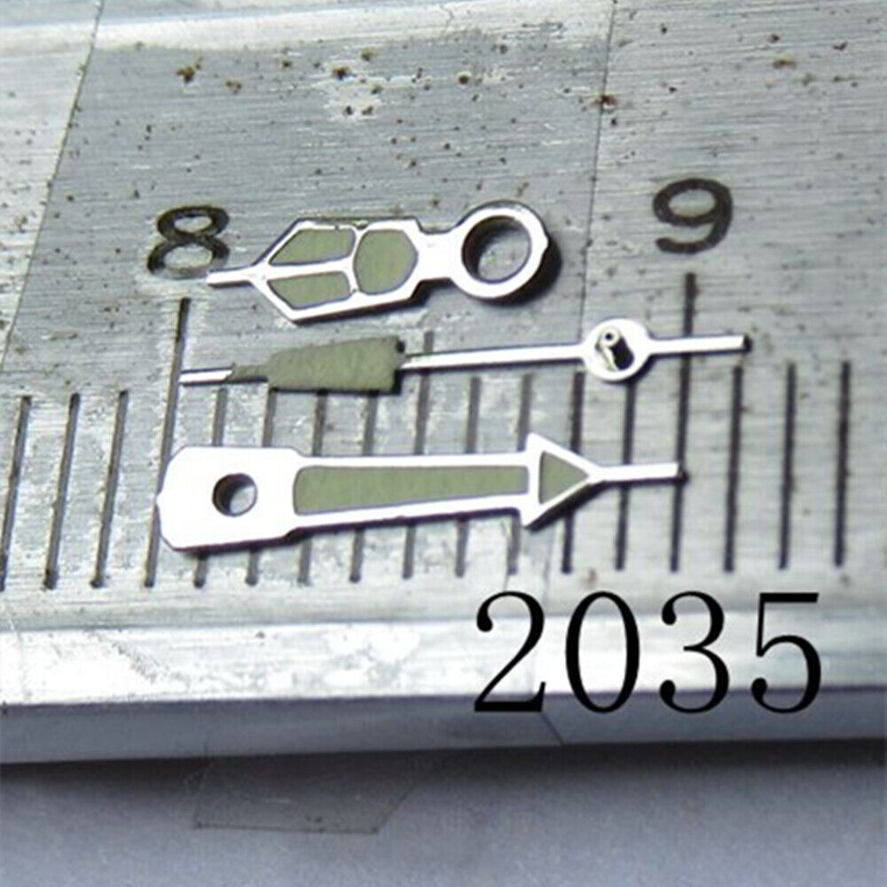 9mm green luminous watch hand with silver trim for Miyota 2035, 2115, 2105, 2305, 2315 movements