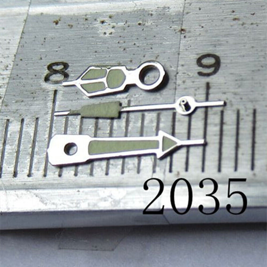 9mm green luminous watch hand with silver trim for Miyota 2035, 2115, 2105, 2305, 2315 movements