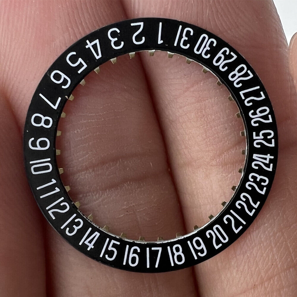 Swiss Made black date disk wheel for ETA2824 watch at 6 o'clock, precision watch accessory.