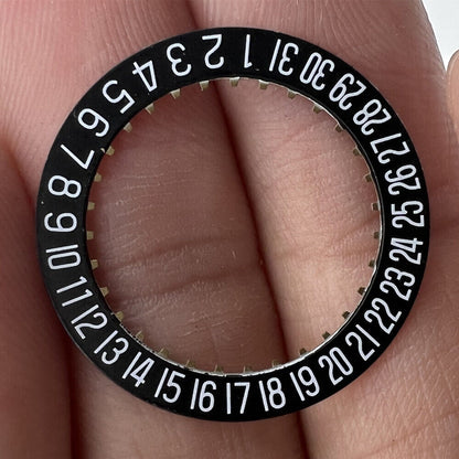 Swiss Made black date disk wheel for ETA2824 watch at 6 o'clock, precision watch accessory.