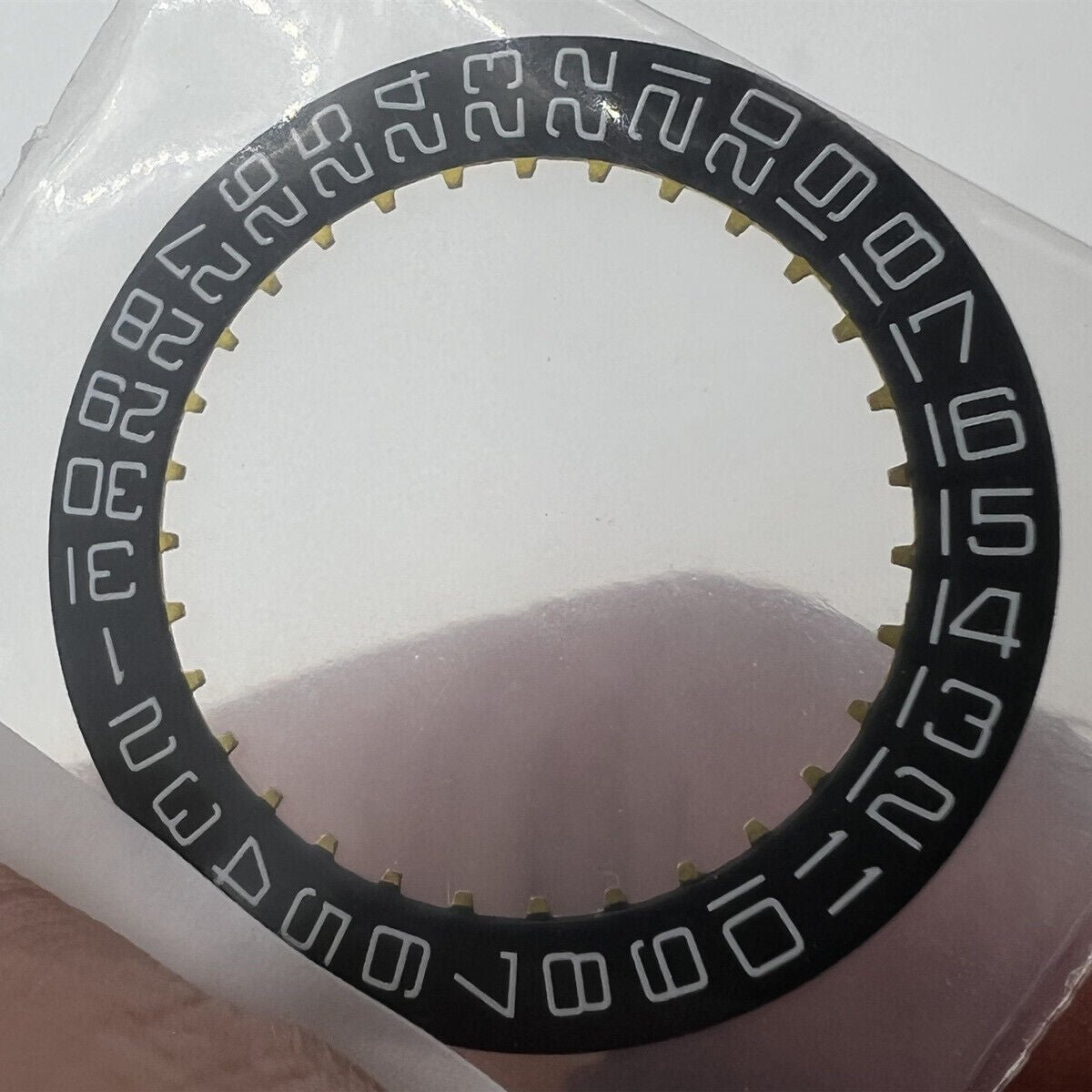 Swiss Black Date Disk Wheel with Square Font for ETA2824 Watch Movement, Date at 3, Top-Quality Replacement Parts