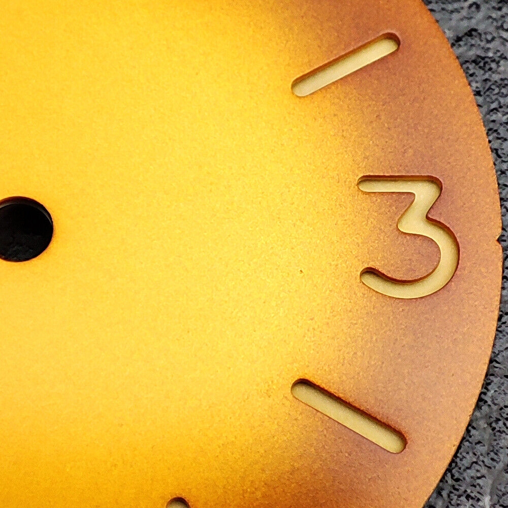 Green luminous orange watch dial for ST3600 ETA6497/6498 movement, ideal for custom repairs.