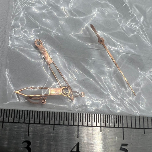 Rose gold 14.5mm watch hands with white paint, compatible with Miyota OS10 OS20 OS60 OS80 movements.