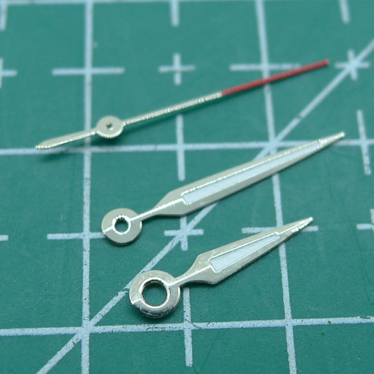 Luminous arrow-shaped watch hands by P1-H2-C1 for Miyota 2035 movement, bright and precise.