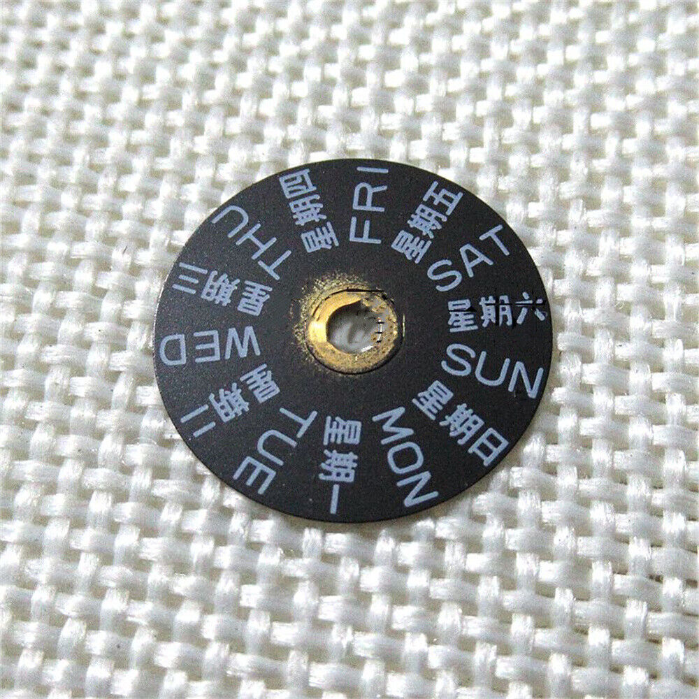 Black Chinese English week disk wheel for movement 2836, generic fit watch accessory with clear weekday display.