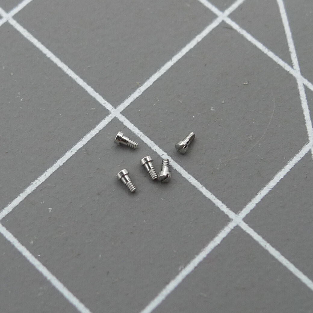 Set of 3 RLX 3135 hairspring bridle screws for accurate Rolex watch movement repair.