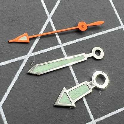 2 Sets Pack Silberne Zeiger mit Grünem Leuchtmittel für Miyota 13mm 2035 2115