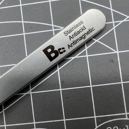 Swiss Bergeon 7026-SS antimagnetic tweezer with fine narrow tips for detailed watch repair tasks.