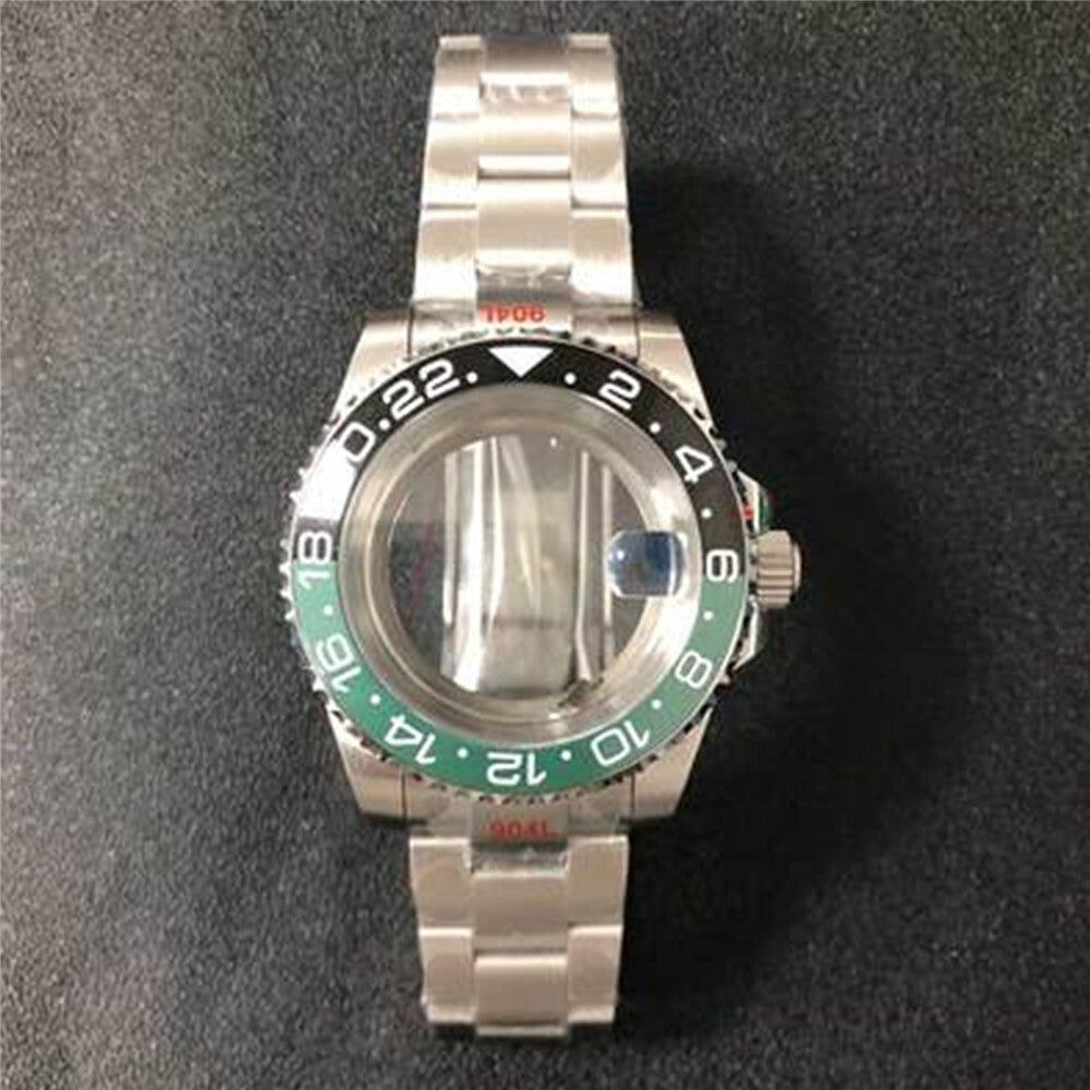 Transparent 40MM sapphire glass watch case with strap for NH35/NH36, available in 22 colors, premium quality.