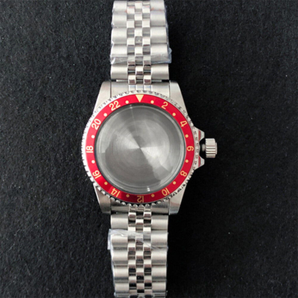 Stainless steel 39.5mm watch case with strap band for NH35/NH36 movement, durable and stylish.