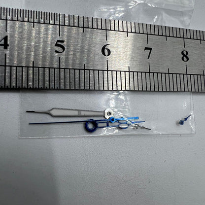 Blue trim green lume watch hands for Miyota OS10/0S10 movements, enhancing readability and style.