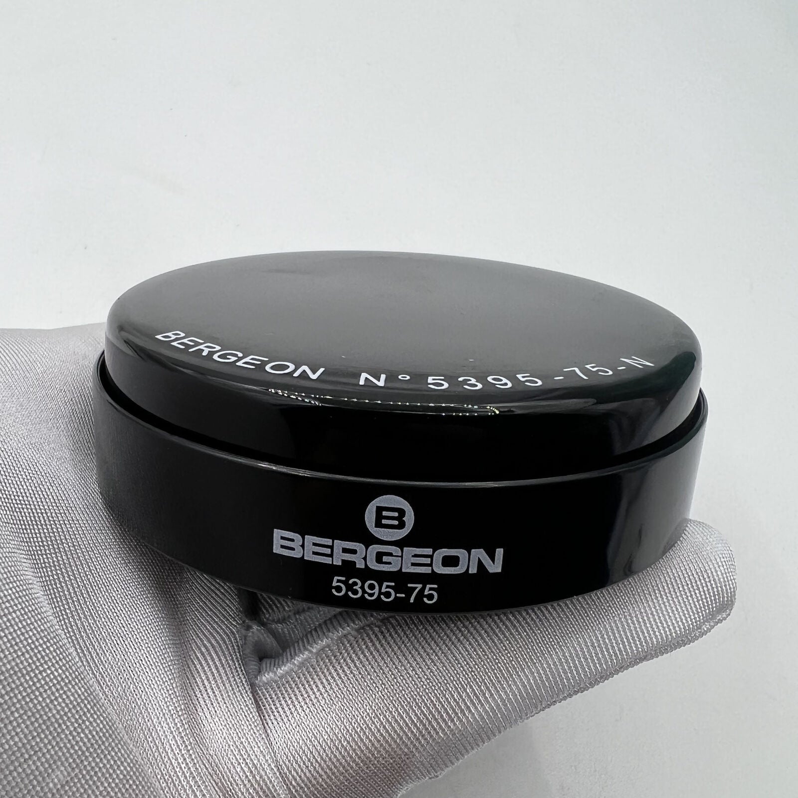 Swiss Made Bergeon 5395-75-N black gel watch cushion, 75mm, designed for secure case protection and shock absorption.