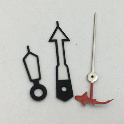 Precision A72 silver watch hands set compatible with NH35A/NH36A movements, 8.5x12x12.5mm dimensions.