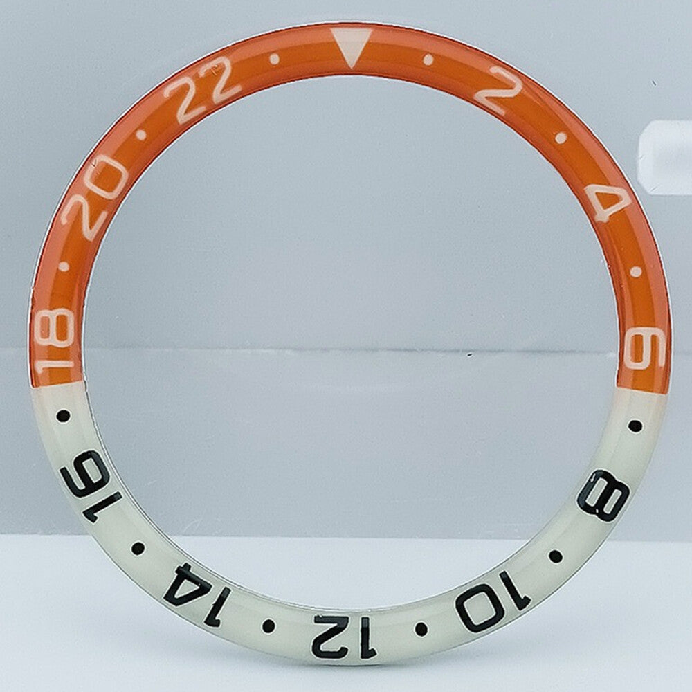 38 mm dunkelorange/graue Harz- und Legierungslünette mit blauer Leuchtmasse für SKX007 SKX011