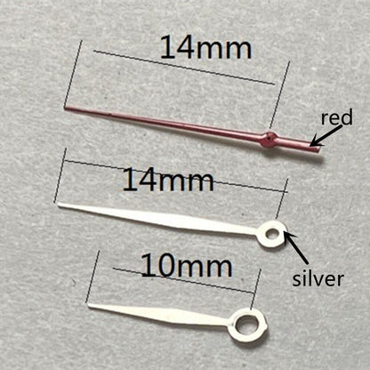 2 Sets 14mm Red Second Hand Silver Trim Watch Hands for Miyota 2315 2035 2036 2115 2305